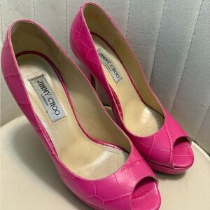 Jimmy Choo Fuchsia Peep Toe Heels